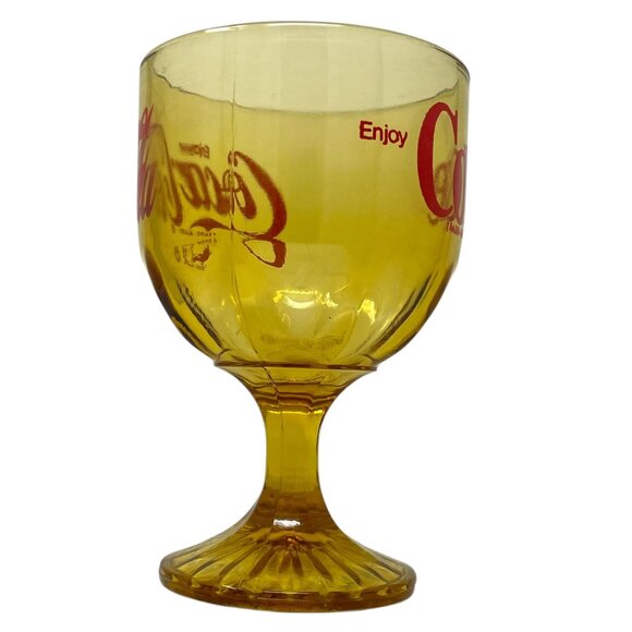 Vtg Coca Cola COKE Goblet Amber Heavy Stemmed Schooner Drinking Glass Drinkware - Picture 12 of 13